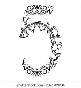MANDALA NUMBER VECTOR 5 ILLUSTRATION