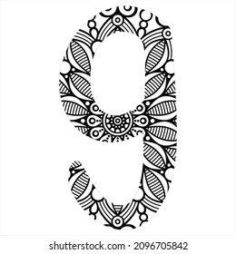 MANDALA NUMBER VECTOR 9 ILLUSTRATION