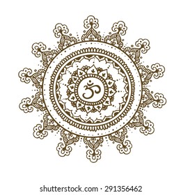 Mandala om. Round Ornament Pattern. Vintage decorative elements. Hand drawn background. 