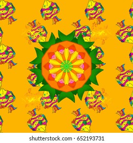 Mandala on background. Vector Round Ornament Pattern. Geometric circle element in glod colors. Spiritual and ritual symbol of Islam, Arabic, Indian religions.
