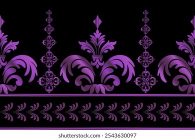 Mandala on black background. Spiritual , Arabic, Indian religions. Vector Round Ornament Pattern. Geometric circle element in purple colors.