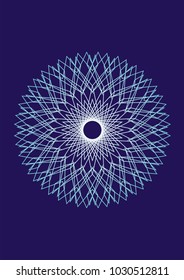 Mandala on a blue background. Artistic background. object of rotation. Vector graphics 