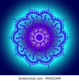 mandala on a blue background. Decor for your design, square lace ornament in oriental style. decorative elements.  pattern, vector illustration. Arabic, Indian, turkish, pakistan,  ottoman motifs