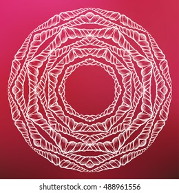  Mandala on a blurred background.  Red blurred background and outline mandala.