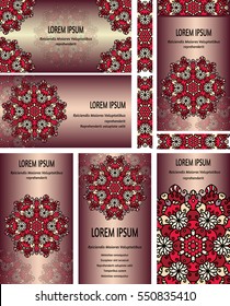 Mandala on the card. Vector Image. Spherical color pattern. Geometric ornament round structure. Buddhist sacred symbol. Scope of abstract forms.