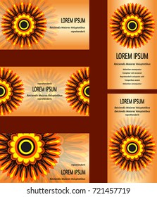 Mandala on the card. Vector Image. Spherical color pattern. Geometric ornament round structure. Buddhist sacred symbol. Scope of abstract forms.