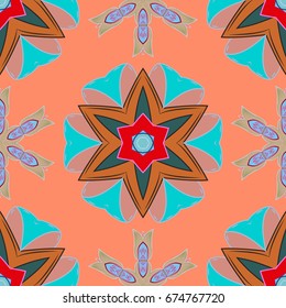 Mandala on colorful background. Spiritual and ritual symbol of Islam, Arabic, Indian religions. Vector Round Ornament Pattern. Geometric circle element in glod colors.