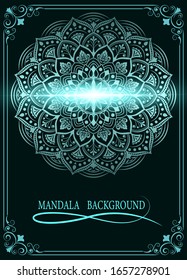 mandala on detonation background. Decorative ornament in oriental style for vintage invitation design.