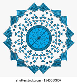 Mandala on fill color isolated background. Vector new year mandala in gold and red colors. Mandala with new year patterns