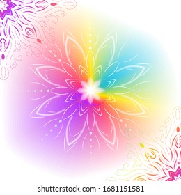 Mandala on gradient background. Round Ornament Pattern. Indian. Arabic, Islam ornament, Buddhism culture symbol
