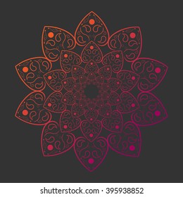 Mandala on gray background card template vector