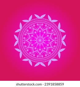 Mandala on red background. Ethnic decorative element. Islam, Arabic, Indian, and Ottoman motifs.