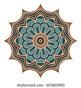 Mandala on a white background. Beautiful oriental, asian motives. Flower dream vector.