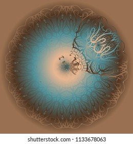 Mandala on a white background. Beautiful oriental, asian motives. Mystic flower vector