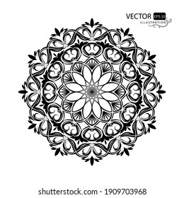 Mandala on a white background. Beautiful round pattern. Oriental ornament. Arabesque. Vector illustration.