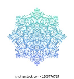 Mandala on white isolated background. Henna tattoo design. Vector hand drawn design element.