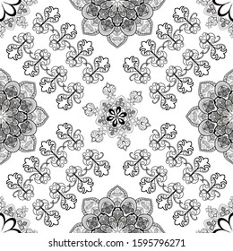   Mandala   in a one-color pattern with abstract flowers.