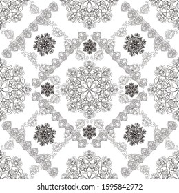      Mandala   in a one-color pattern with abstract flowers.