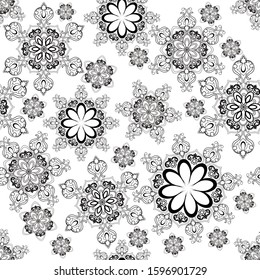   Mandala   in a one-color pattern with abstract flowers.