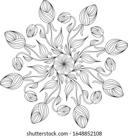 mandala, openwork pattern, vintage ornament, traditional print, yoga, logo