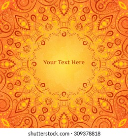 mandala, orange frame in Indian style