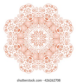 Mandala orange. White background.