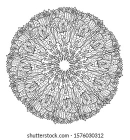 Mandala orient ornamental round curl ethnic pattern coloring page book black and white art therapy relax psychology