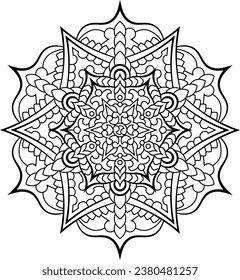 Mandala. Oriental circular pattern for Henna, tattoos, and decorations. Arabic, Islam, Chinese, Indian, ottoman motifs. Coloring book page. Vector illustration.