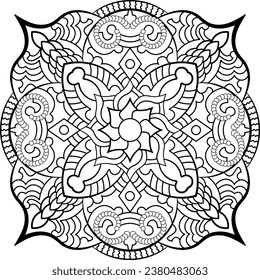 Mandala. Oriental circular pattern for Henna, tattoos, and decorations. Arabic, Islam, Chinese, Indian, ottoman motifs. Coloring book page. Vector illustration.