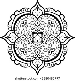 Mandala. Oriental circular pattern for Henna, tattoos, and decorations. Arabic, Islam, Chinese, Indian, ottoman motifs. Coloring book page. Vector illustration.