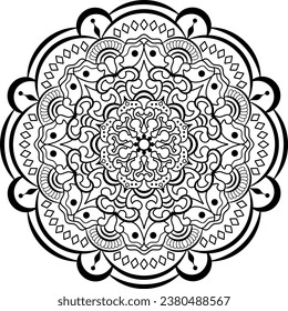 Mandala. Oriental circular pattern for Henna, tattoos, and decorations. Arabic, Islam, Chinese, Indian, ottoman motifs. Coloring book page. Vector illustration.