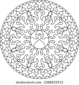 Mandala. Patrón circular oriental para Henna, tatuajes y decoraciones. Coloreando la página del libro. Ilustración vectorial.