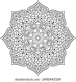 Mandala. Patrón circular oriental para Henna, tatuajes y decoraciones. Coloreando la página del libro. Ilustración vectorial.