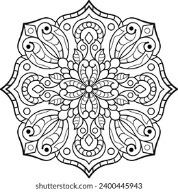 Mandala. Oriental circular pattern for Henna, tattoos, and decorations. Coloring book page. Vector illustration.