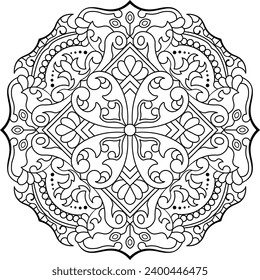 Mandala. Patrón circular oriental para Henna, tatuajes y decoraciones. Coloreando la página del libro. Ilustración vectorial.