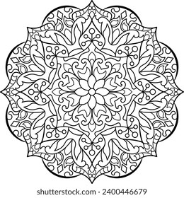Mandala. Oriental circular pattern for Henna, tattoos, and decorations. Coloring book page. Vector illustration.