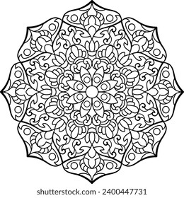 Mandala. Oriental circular pattern for Henna, tattoos, and decorations. Coloring book page. Vector illustration.