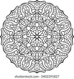 Mandala. Oriental circular pattern for Henna, tattoos, and decorations. Coloring book page. Vector illustration.