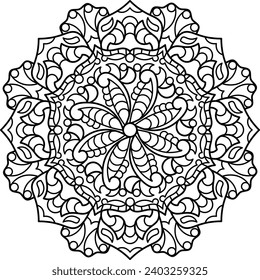 Mandala. Patrón circular oriental para Henna, tatuajes y decoraciones. Coloreando la página del libro. Ilustración vectorial.