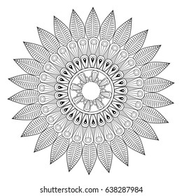 mandala oriental decorative element ethnic design monochrome contour