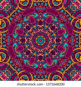 Mandala oriental festival art seamless pattern. Ethnic geometric print. Colorful repeating background texture. Fabric, cloth design, wallpaper, wrapping