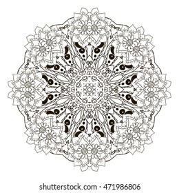 Mandala. Oriental ornament relaxing. Doodle Round figure Coloring