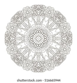 Mandala. Oriental pattern. Turkey, Egypt, Islam. Traditional round ornament. Doodle drawing. Relaxing picture coloring - Shutterstock ID 516665944