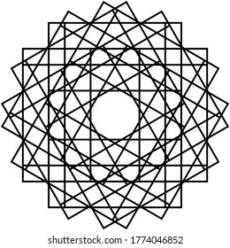 Mandala ornament art is simple. Black and White Round Ethnic Patterns in Moroccan, Indian, Islamic, Chinese Post, Nepali or Arabic Style. Decor. Zentangle Mandala