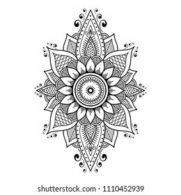 Mandala ornament - black and white. Can be used for coloring book, greeting card, phone case print, etc. Vector illustration EPS 10.