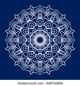 Mandala ornament carved on a paper card. It can be used for cutting machines and laser cutting. Stencil Mandala. Die cut vector template