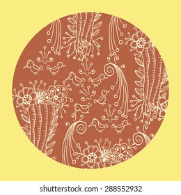 Mandala ornament in circle round shape. Decorative colored doodles in zentangle style. Vector template