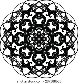 Mandala. Ornament in circle. Vector illustration. Anti stress coloring book page for adults.