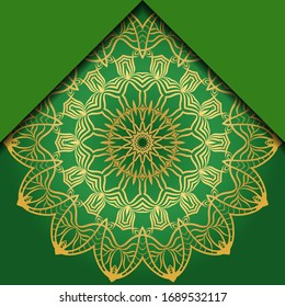Mandala ornament concept flyer. Ethnic design, on festive and background. Vector background. Card or invitation. Islam, arabic, indian, ottoman motifs. Summer color.