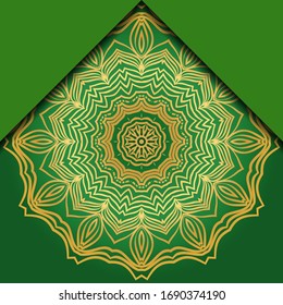 Mandala ornament concept flyer. Ethnic design, on festive and background. Vector background. Card or invitation. Islam, arabic, indian, ottoman motifs. Summer color.